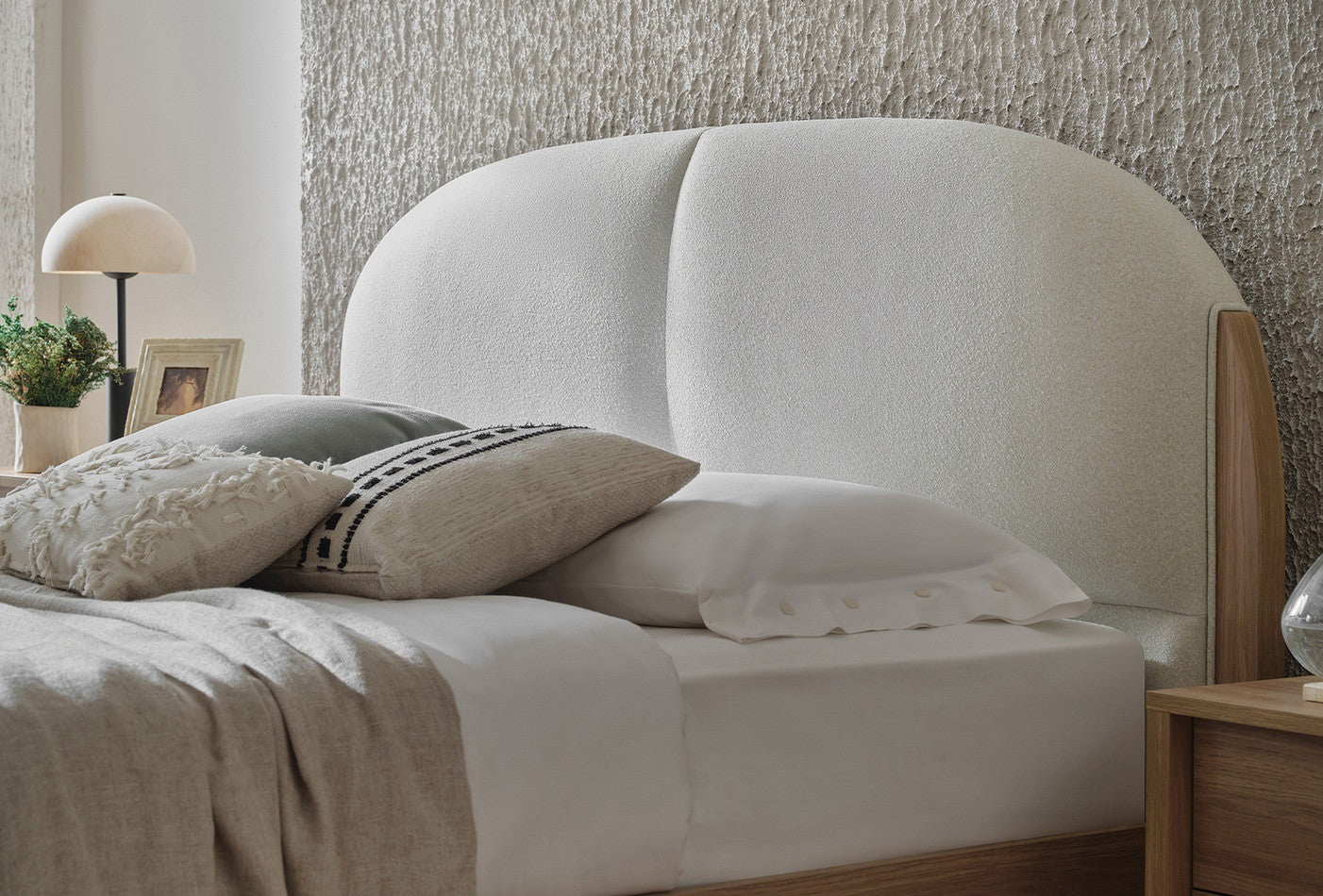 Perge Bed Incl. Hoofdbord 160x200 cm Ivoor Geweven stof - foto 5