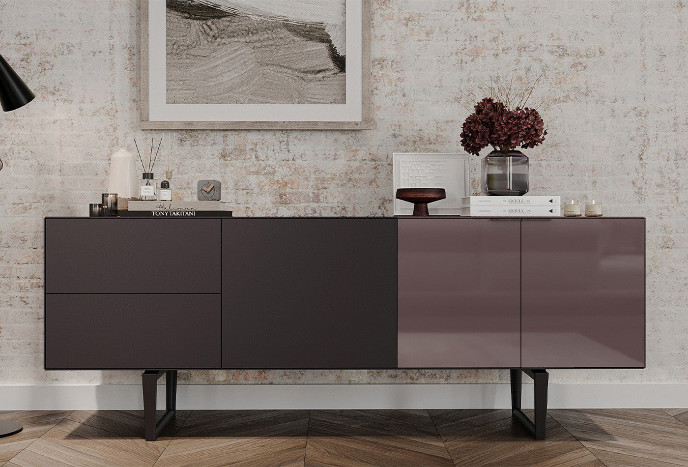 Modena High Gloss Bruin Dressoir 203x79 cm - foto 4