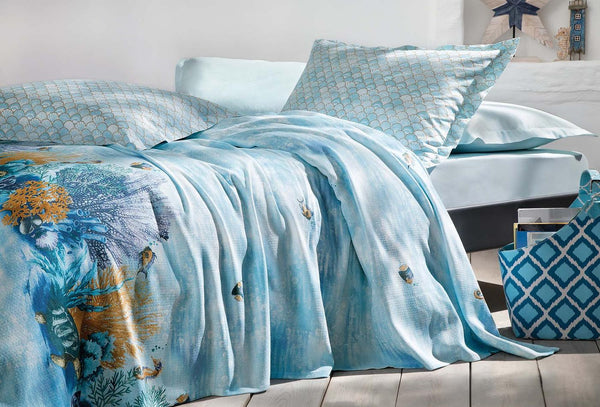 Aquamarine Turquoise Pique-set Tweepersoons