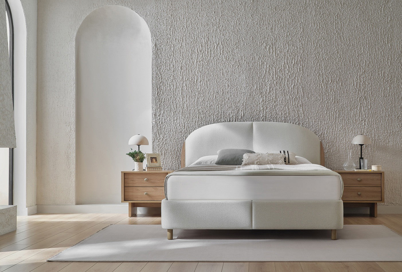 Perge Boxspring Met Hoofdbord Kemik Geweven Stof - foto 4