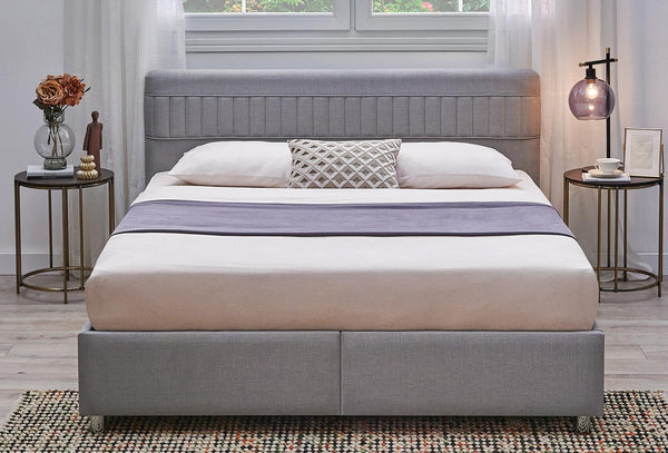 Nano Somni Set Boxspring met hoofdbord Set 100X200 Cm Grijs Linnen