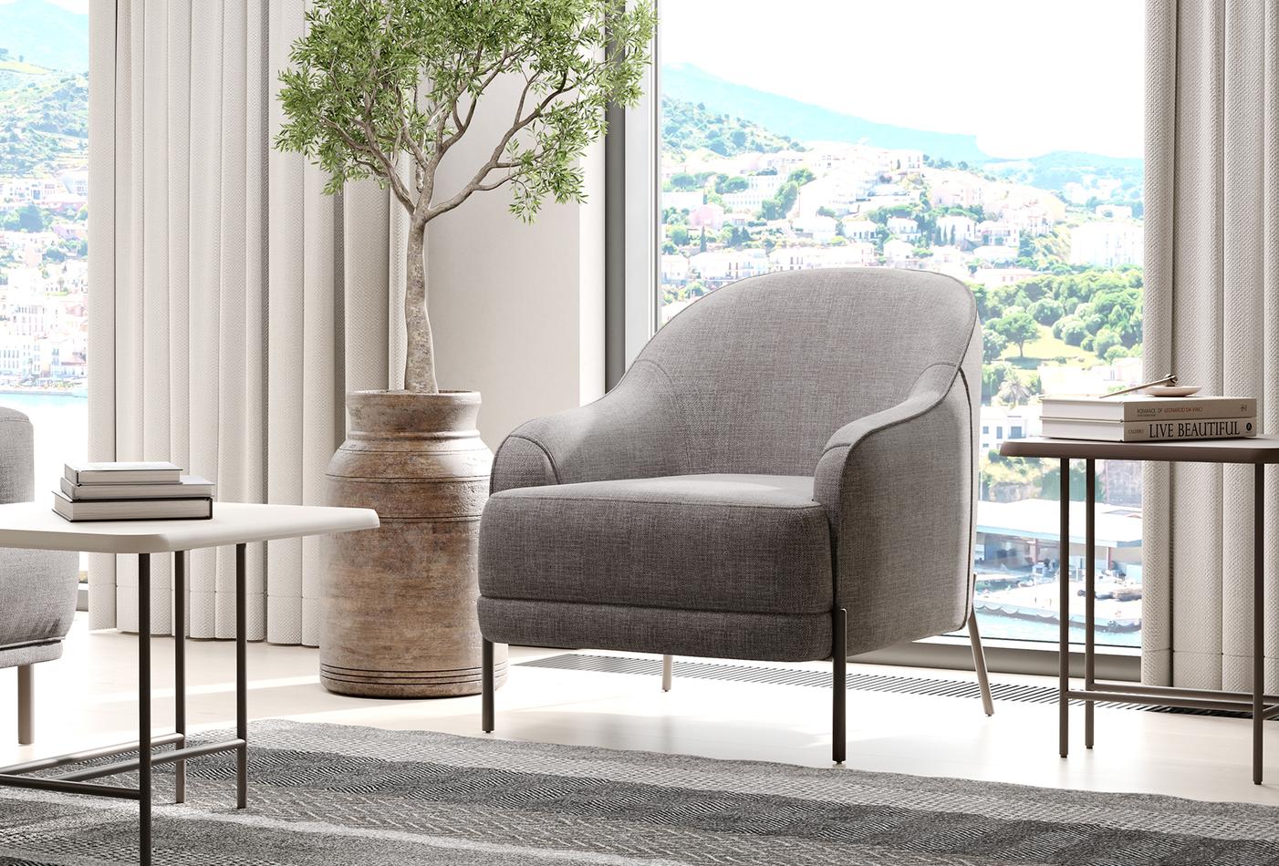 Varena 3-Zitsbank met Slaapfunctie + Fauteuil Linnen geweven Taupe - foto 6