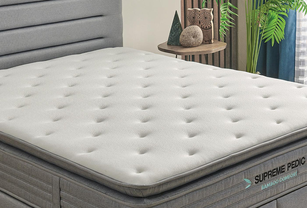 Supreme Pedic Bed Boxspring met hoofdbord 100x200 cm Blauw - foto 5