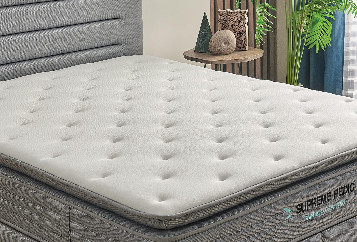 Supreme Pedic Bed Boxspring met hoofdbord 100x200 cm Blauw - foto 5