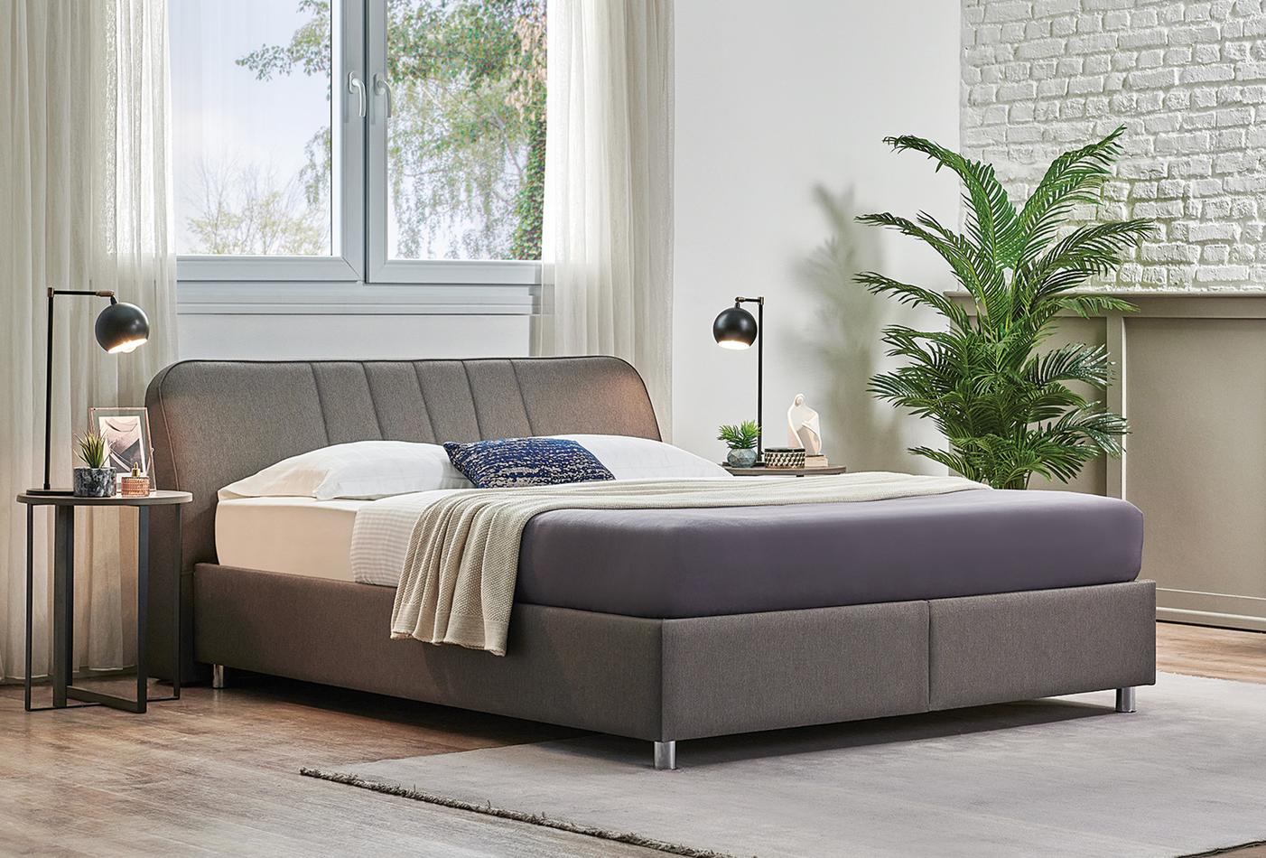 Petit Somni Set Boxspring met hoofdbord Set 140x190 cm Antraciet Stof