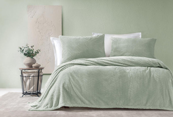 Dazel Saliegroen Deken Bed Sprei Seti Eenpersoons