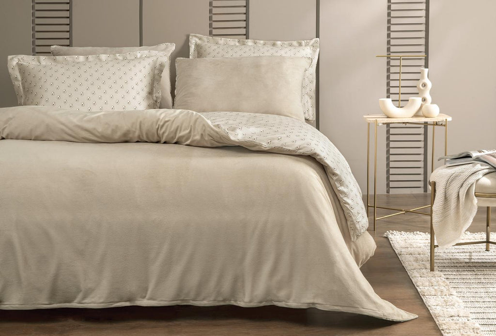 Charme Arwin Taupe Fluweel Saten Dekbedovertrekset Tweepersoons