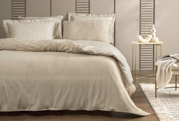 Charme Arwin Taupe Fluweel Saten Dekbedovertrekset Tweepersoons