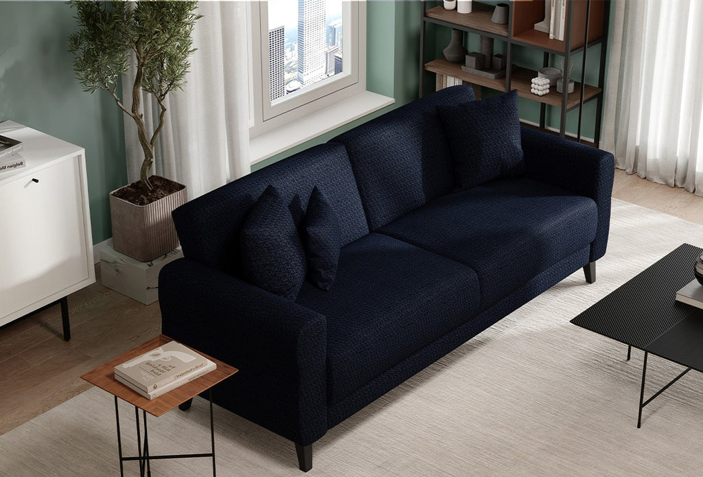 Astera Plus 3-Zitsbank met slaapfunctieLinnen geweven Marineblauw - foto 5