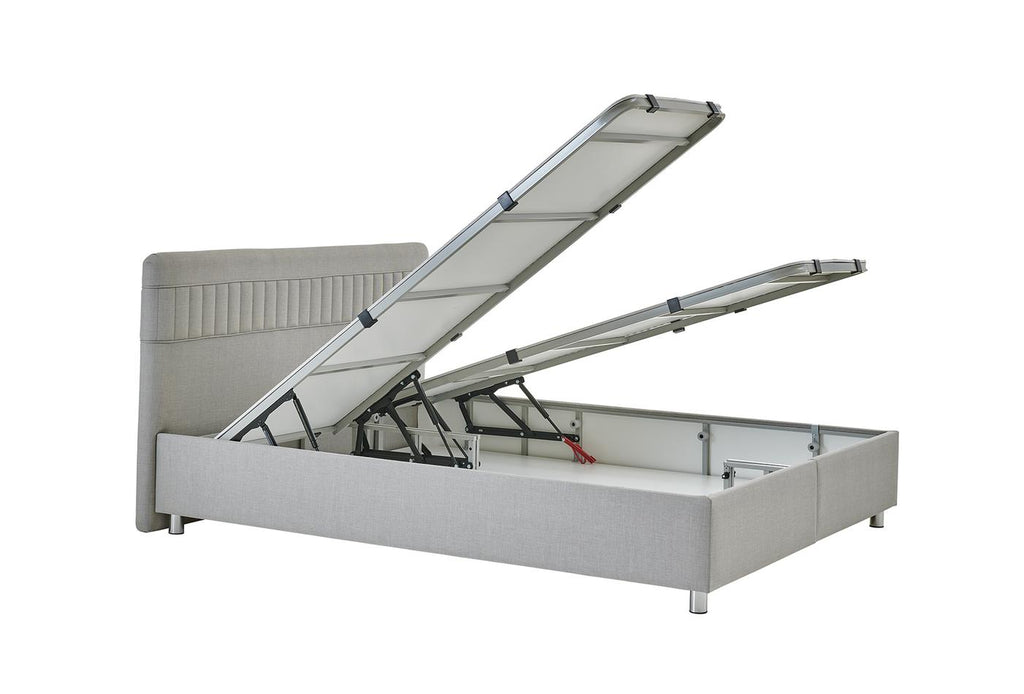 Nano Somni Set Boxspring met hoofdbord Set 100x200 cm Grijs Linnen - foto 5
