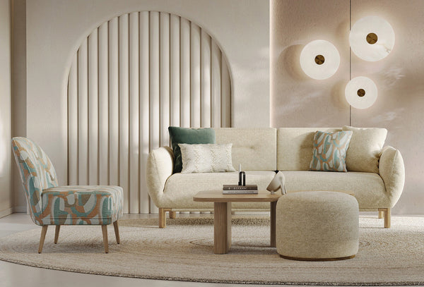 Perge 3 -Zitsbank met Slaapfunctie + Fauteuil 57001 Creme