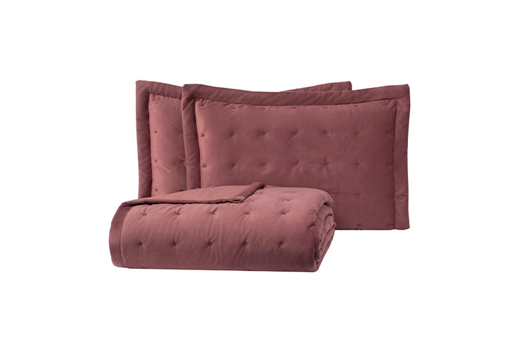 Vals Oudroze Fluweel Bed Sprei Seti Tweepersoons - foto 2