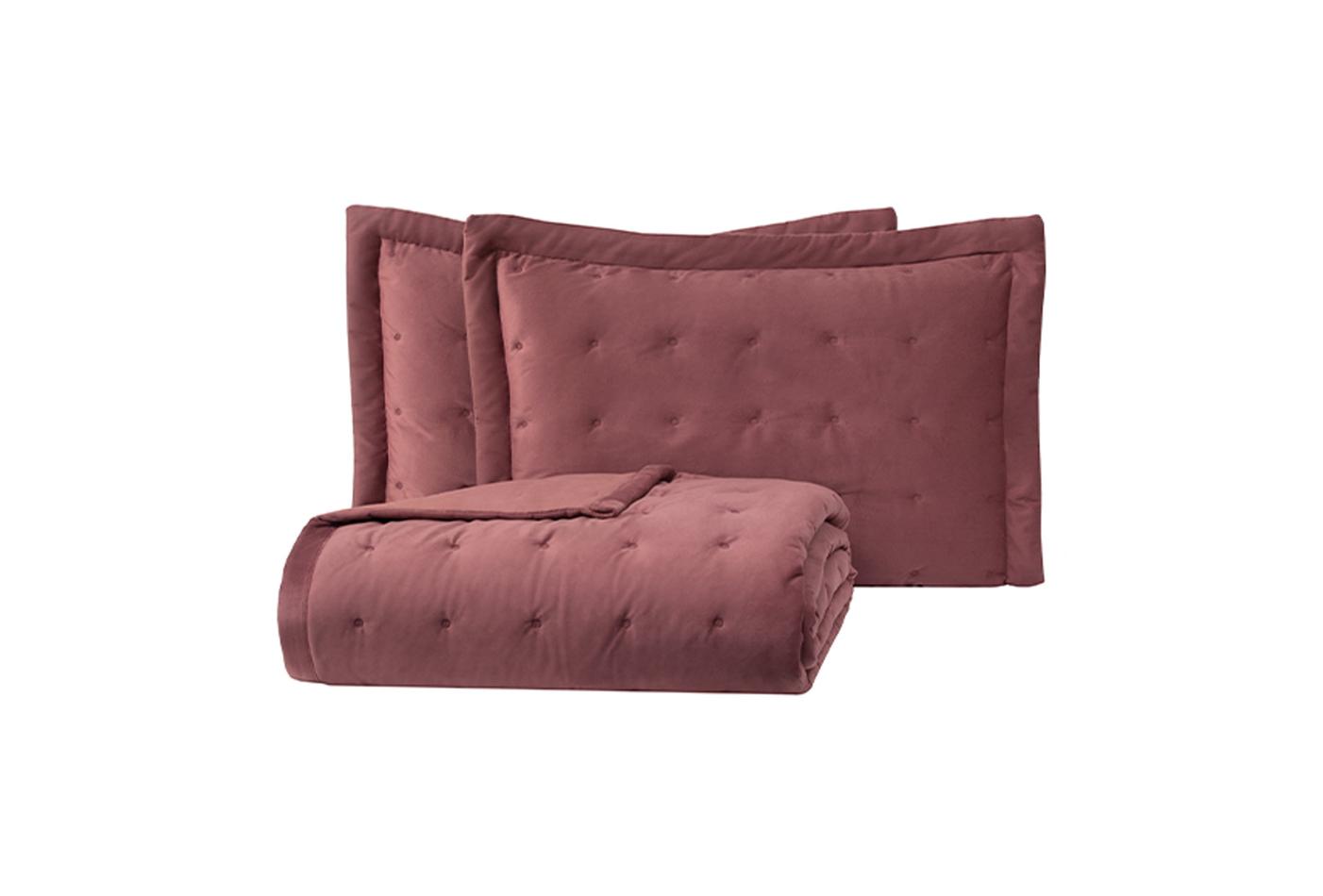 Vals Oudroze Fluweel Bed Sprei Seti Tweepersoons - foto 2