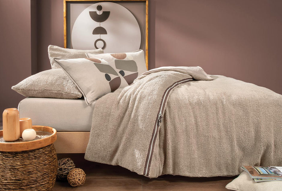 Coverme Stone Beige Deken Dekbedovertrekset Eenpersoons