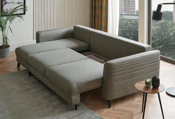 Grace Hoekbank met Slaapfunctie Large Fluweel 14211 Bruin-Groen