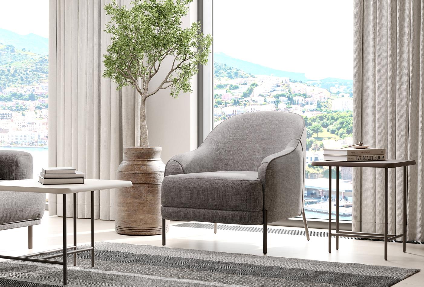 Varena Fauteuil Geweven stof Taupe