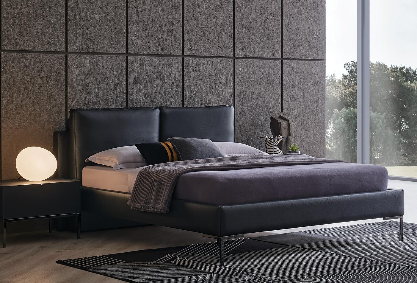 Legato Bed met hoofdbord 160x200 cm Grijs leatherlook