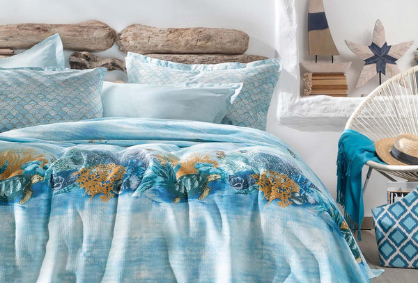 Aquamarine Turquoise Pique-set Tweepersoons