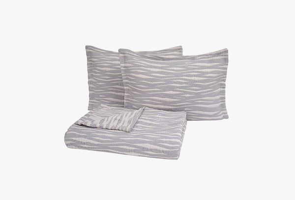 Joelle Grijs Bed Sprei Seti Tweepersoons