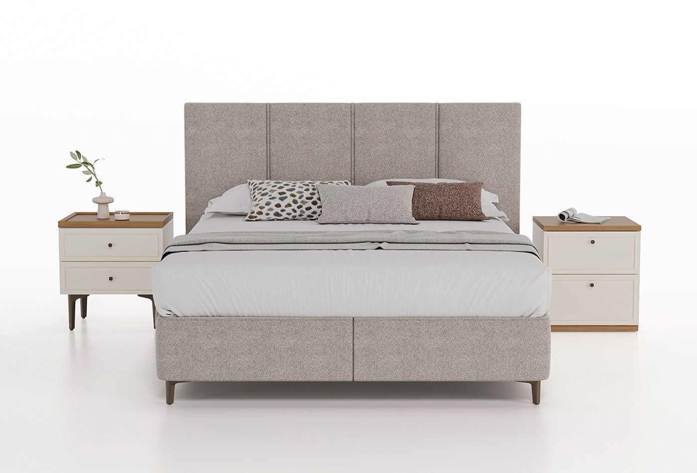 Marsana met hoofdbord Boxspring Beige Geweven Stof - foto 5