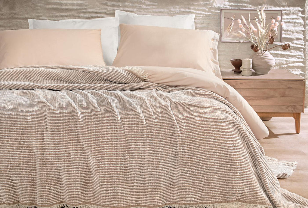 Nesta Beige Bed Sprei Eenpersoons
