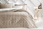 Vals Beige Fluweel Bed Sprei Seti Tweepersoons