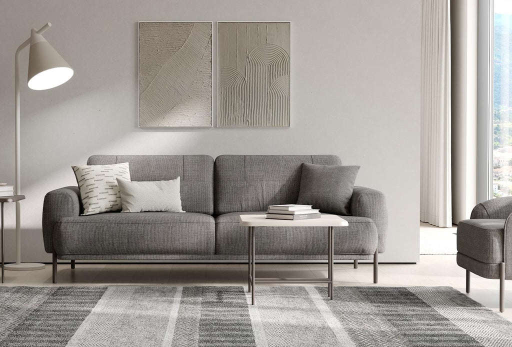 Varena 3-Zitsbank met Slaapfunctie + Fauteuil Linnen geweven Taupe - foto 4