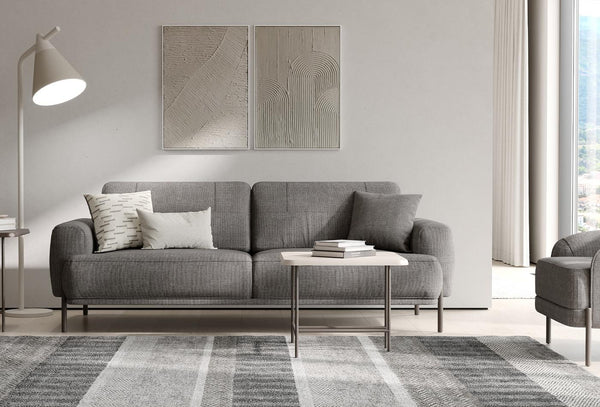 Varena 3-Zitsbank met Slaapfunctie + Fauteuil Linnen geweven 55902 Taupe