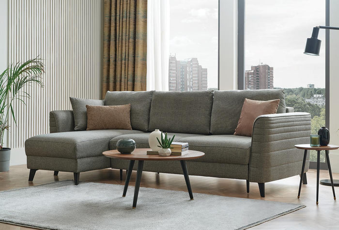 Grace Hoekbank met Slaapfunctie Large Fluweel 14211 Bruin-Groen