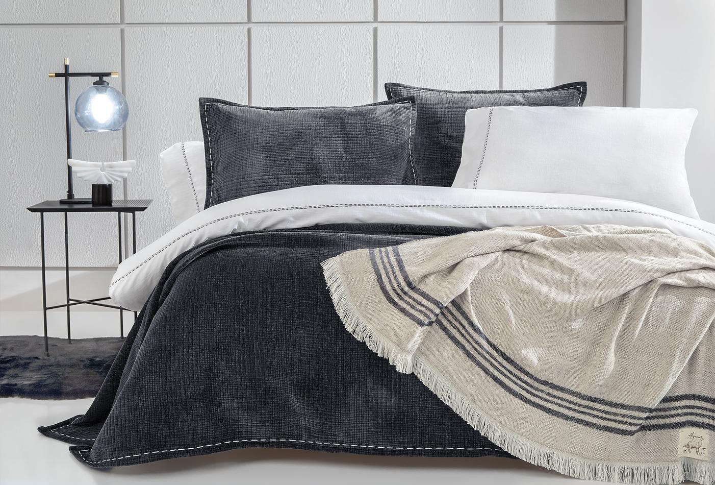 King Antraciet Bed Sprei Tweepersoons