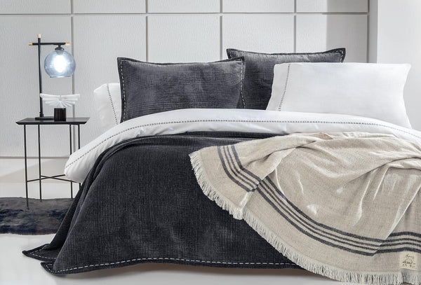 King Antraciet Bed Sprei Tweepersoons