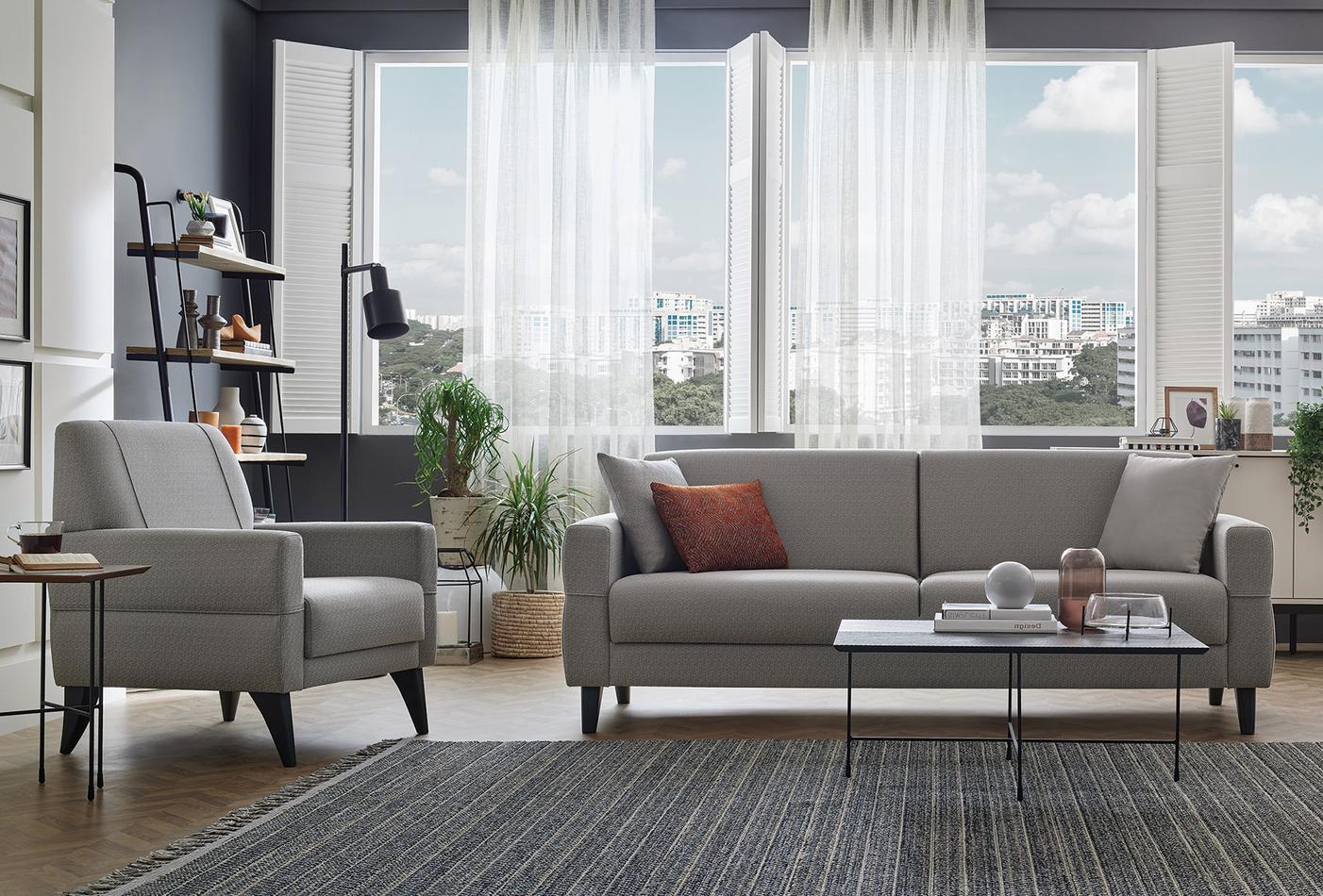 Astera 3-zitsbank met slaapfunctie +Fauteuil
