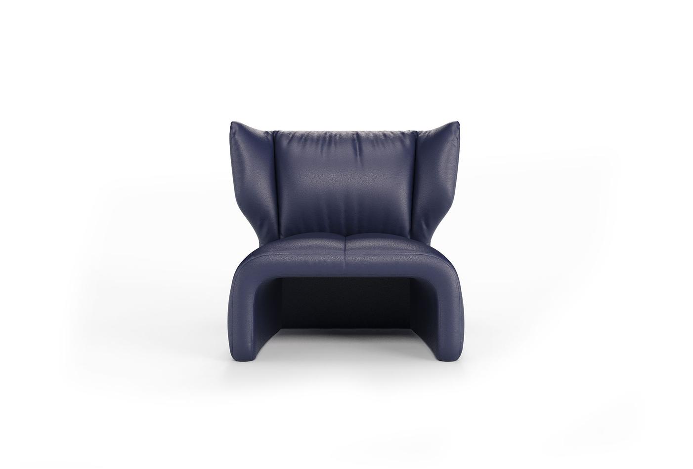 Puddle Fauteuil Echt leer Marine - foto 6