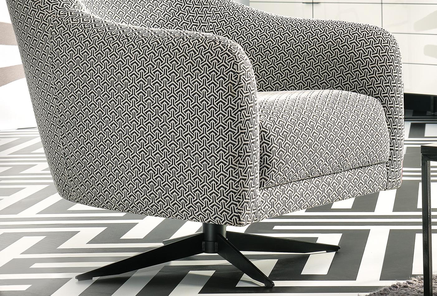 Maison Fauteuil Draaibaar op poten Linnen geweven Zwart - foto 5