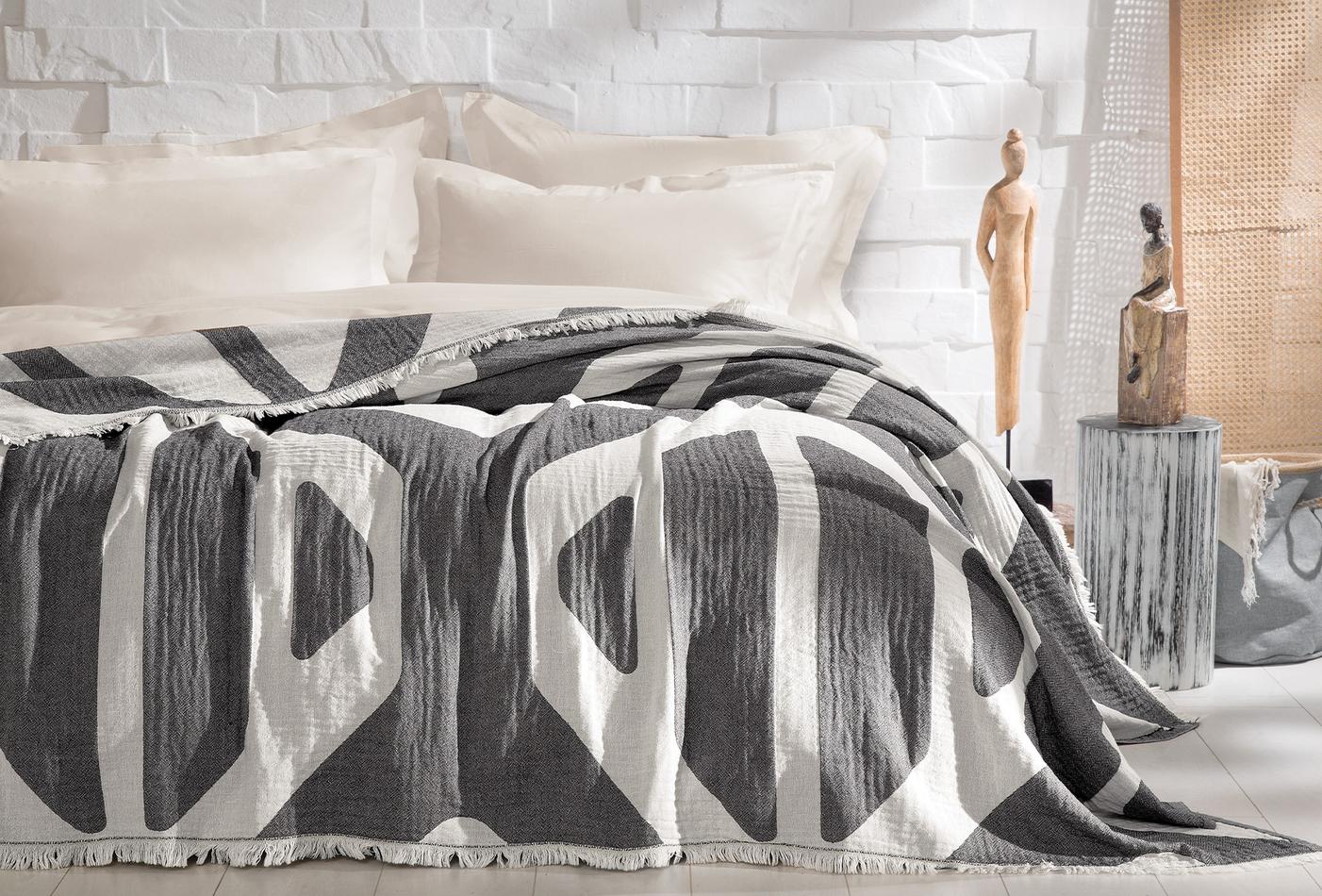 Tierra Antraciet Pique Bed Sprei Tweepersoons