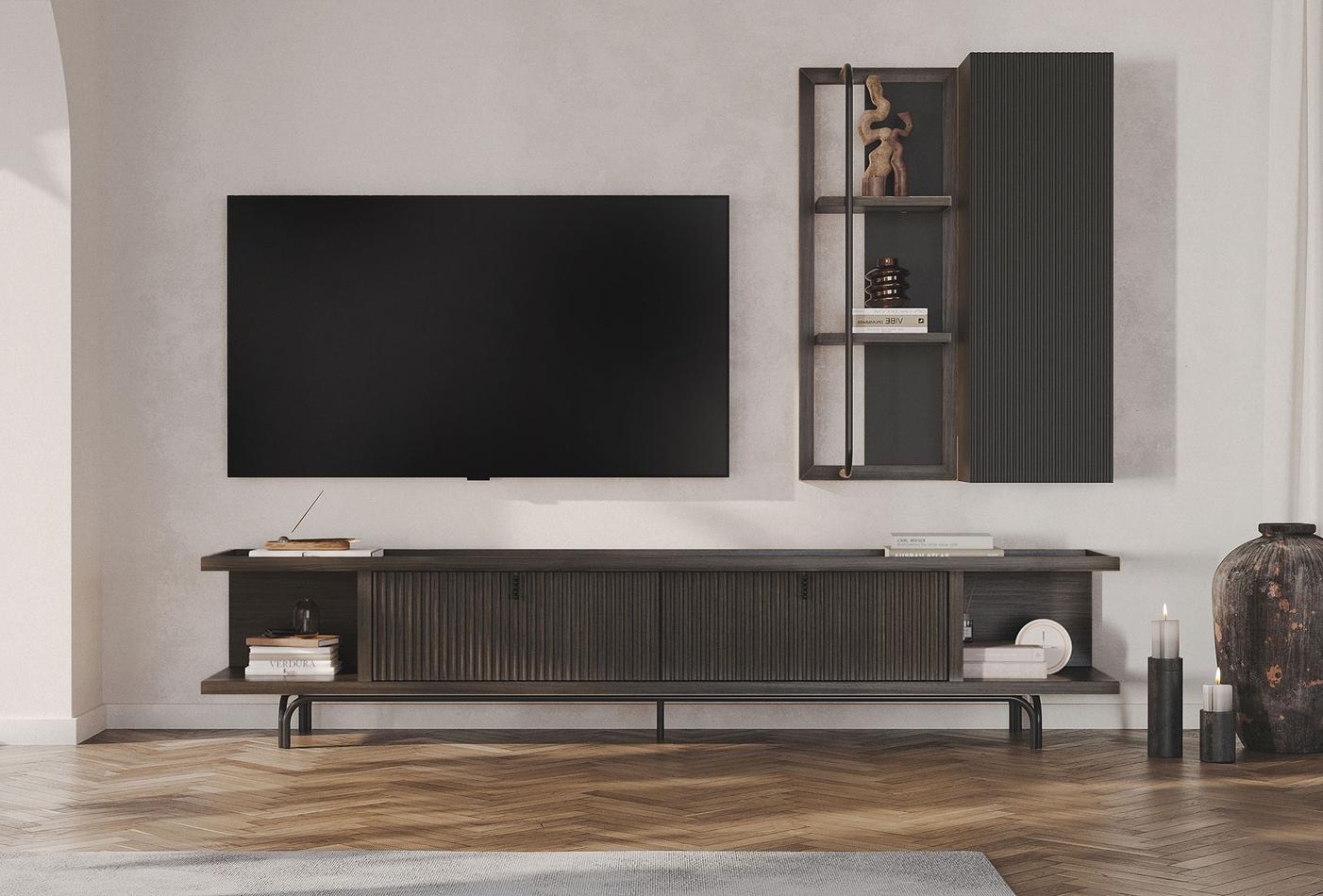 Austin Midi Tv-meubel Donker OAK kleur 250x45 cm