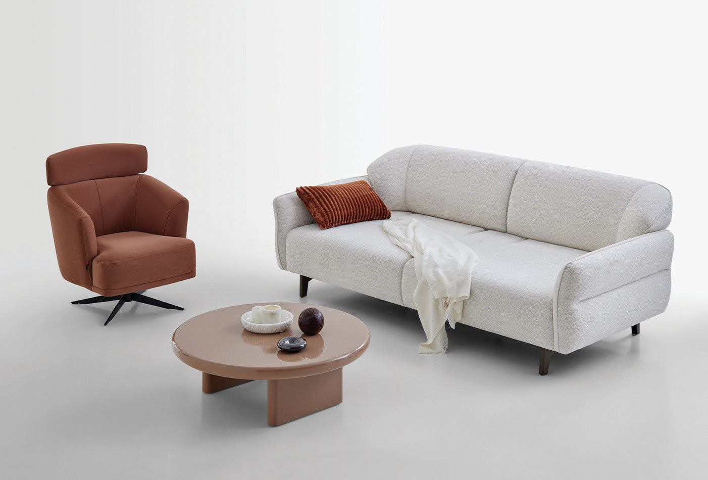 Hera 3-Zitsbank met Slaapfunctie + Fauteuil Geweven stof Wit - foto 2