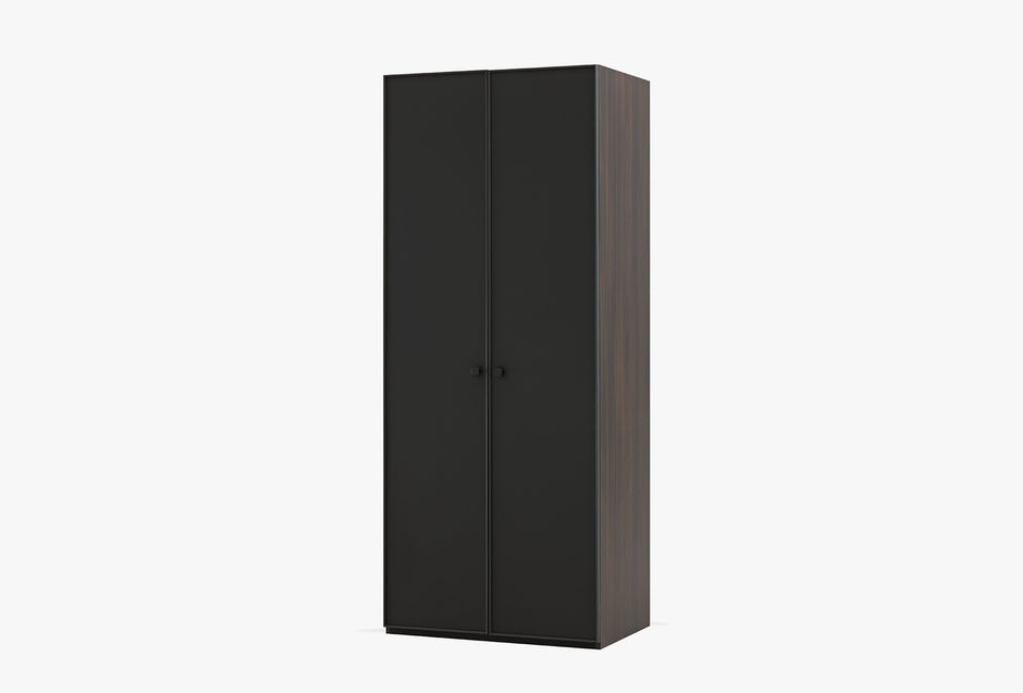 Parma Kledingkast 2-deurs Donker Notenhout Zwart 90X221 Cm