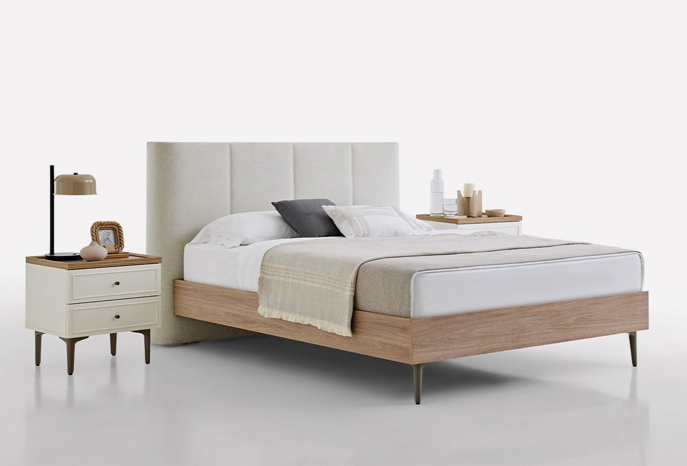 Marsana Bed Incl. Hoofdbord 160x200 cm Beige Geweven stof - foto 2