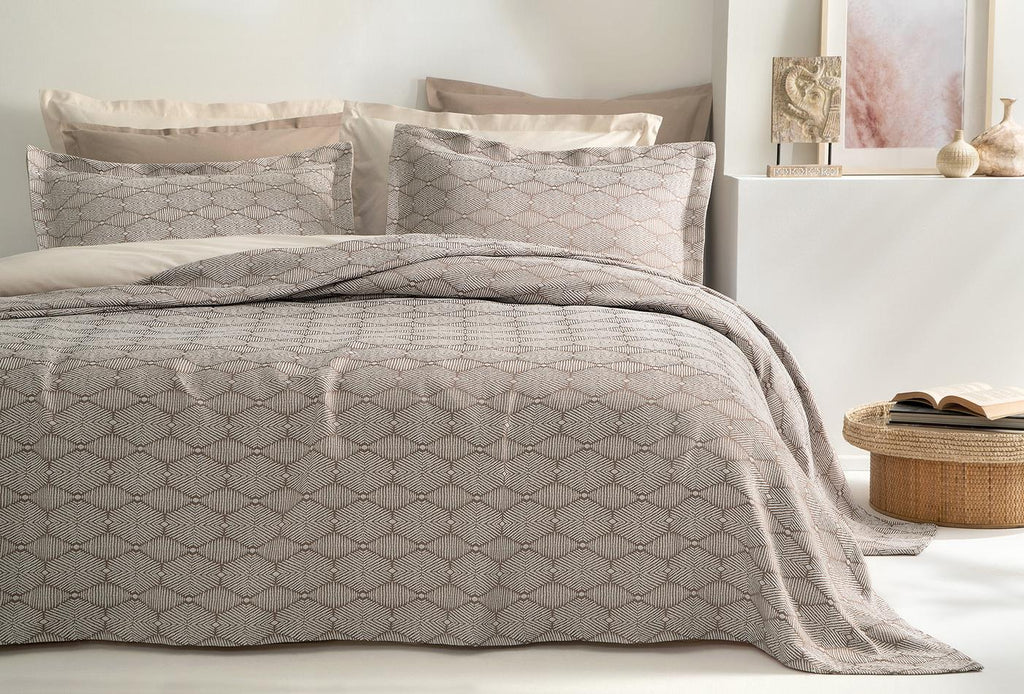 Morty Taupe Bed Sprei Seti Tweepersoons