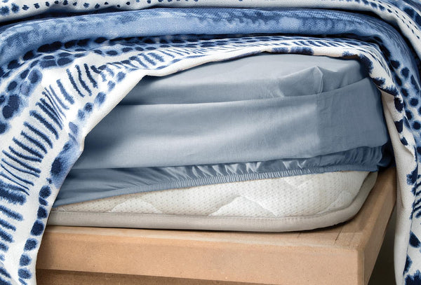 Darby Blauw Pique Tk Eenpersoons