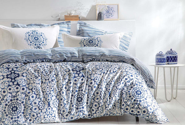 Sancia Blauw Ranforce Dekbedovertrekset Eenpersoons