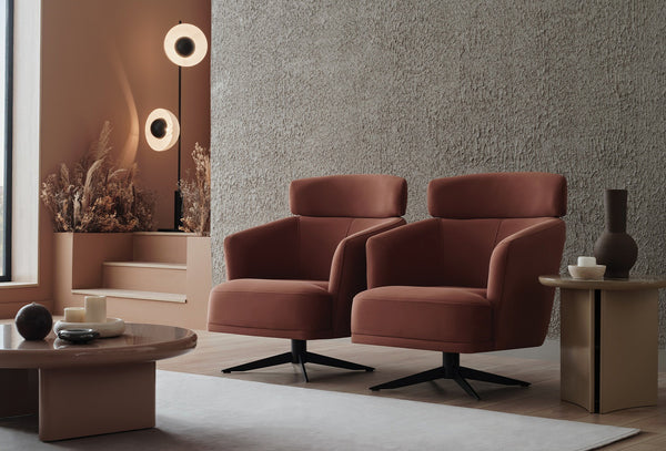 Hera Fauteuil Draaibaar op poten Pet Friendly Donker Zalm