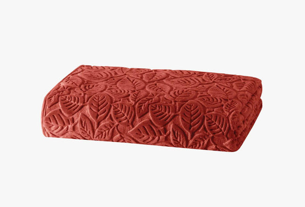 Blatt Terracotta Tweepersoons Blatt Emboss Deken Terracotta