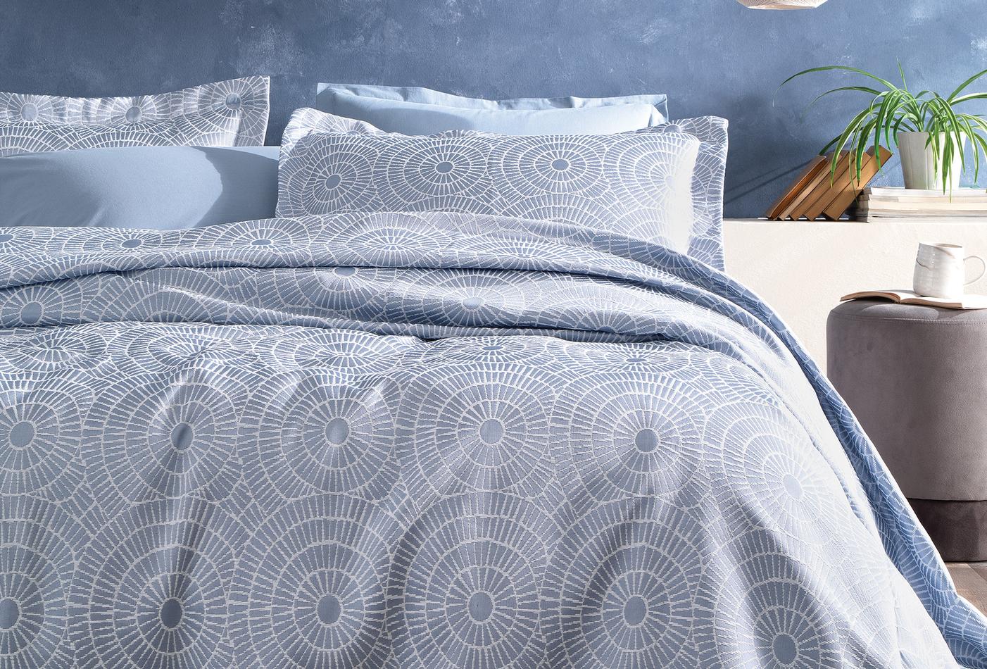 Heliks Blauw Bed Sprei Seti Tweepersoons - foto 3