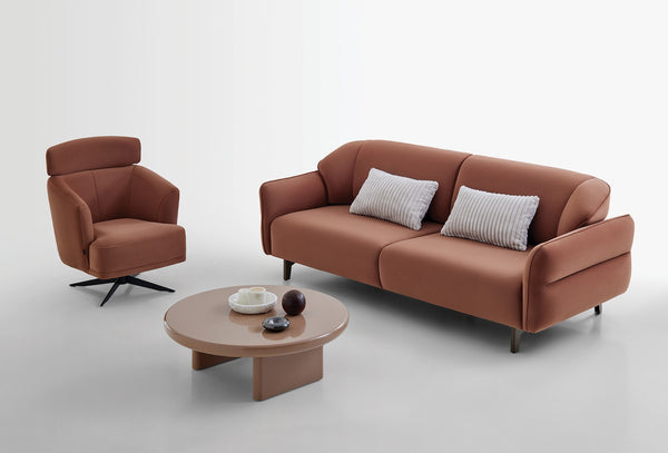 Hera 3-Zitsbank met Slaapfunctie + Fauteuil Orme Stof Donker Zalm