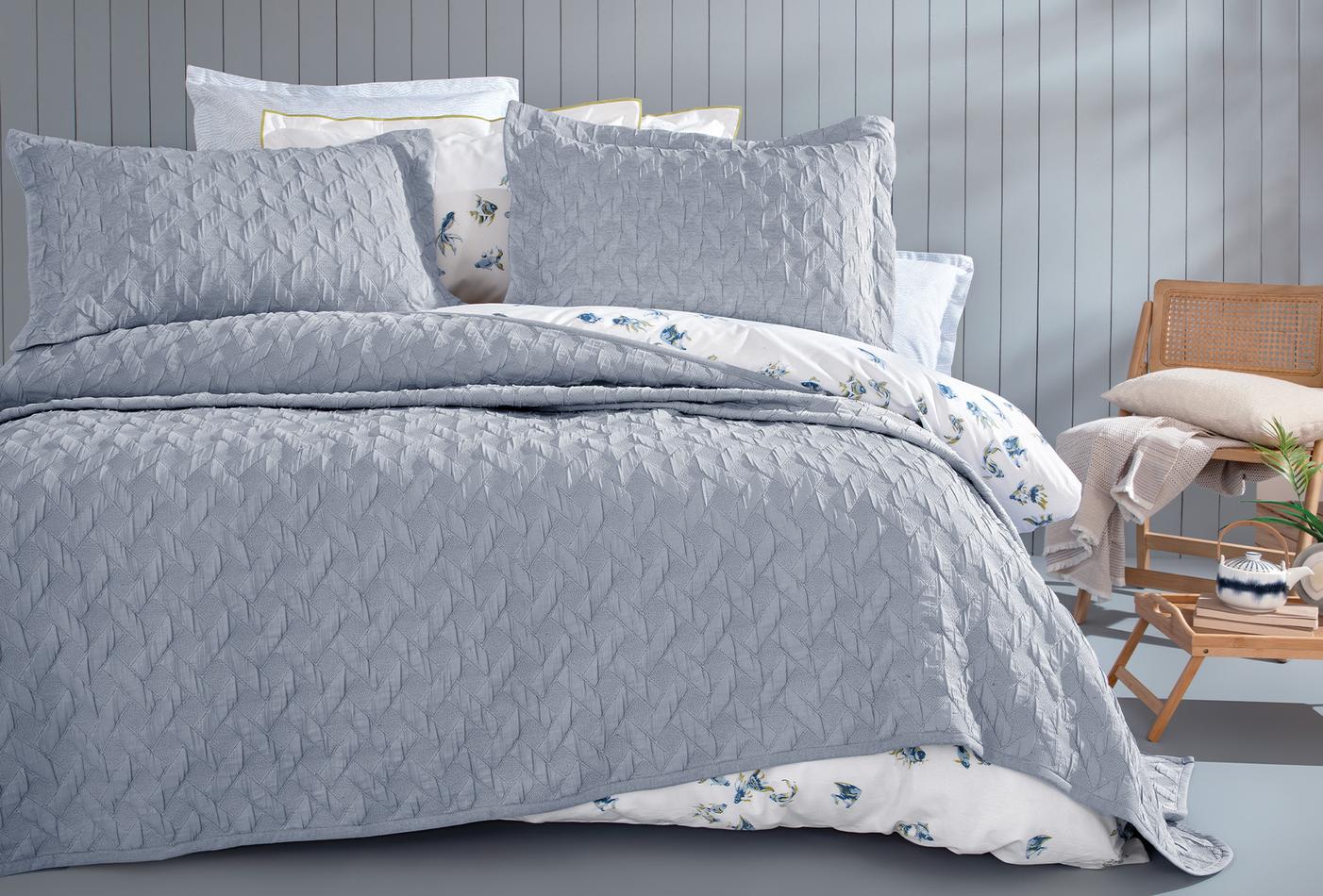 Lennox Indigo Bed Sprei Eenpersoons