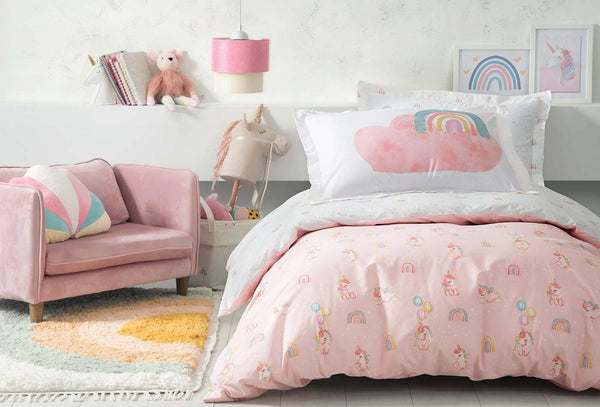 Rainbow Roze Ranforce Dekbedovertrekset Eenpersoons
