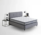 Lento Boxspring met Opbergruimte met Cool Action hoofdbord, creme 14207