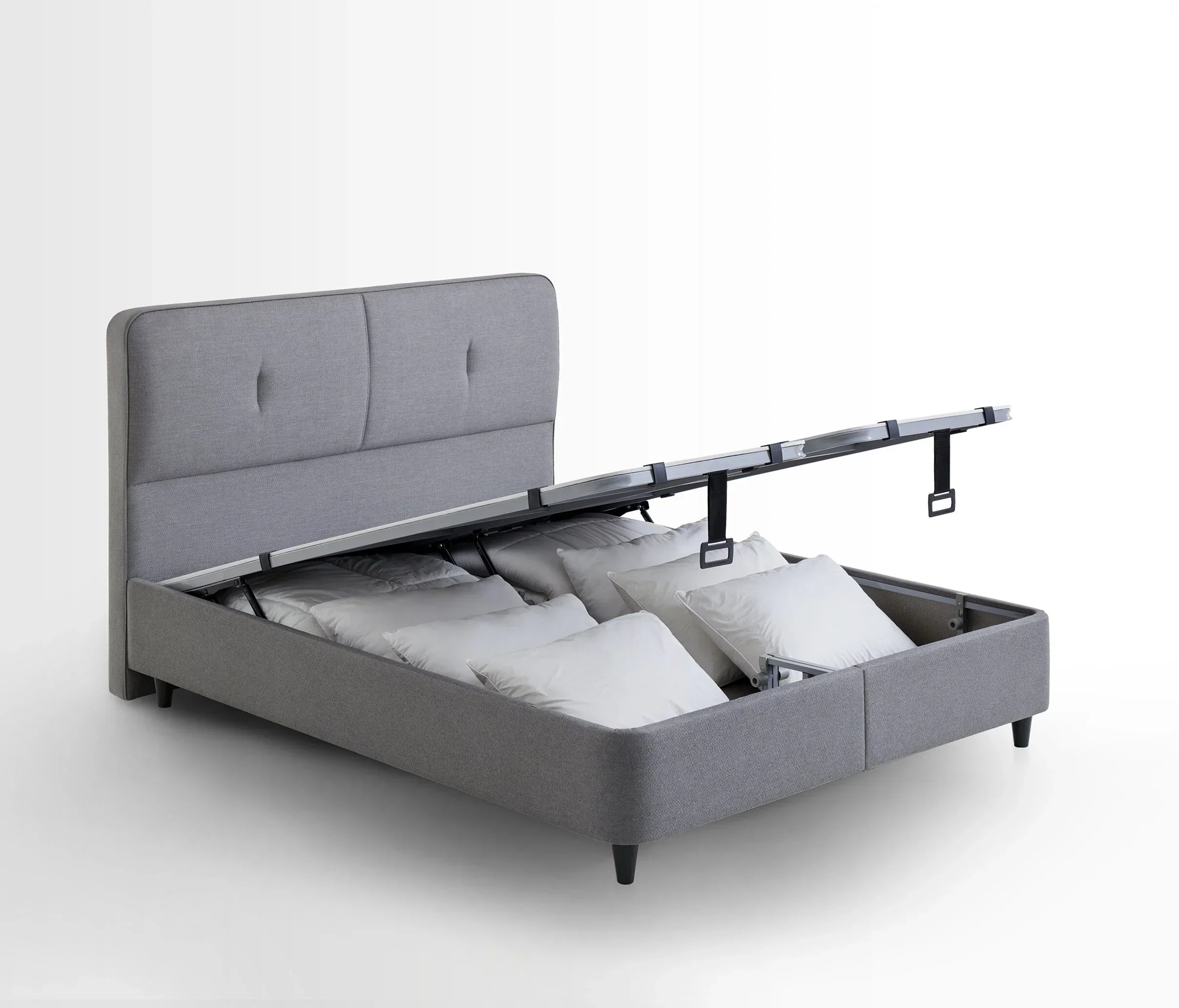 Lento Boxspring met Opbergruimte met Cool Action hoofdbord, creme 14207
